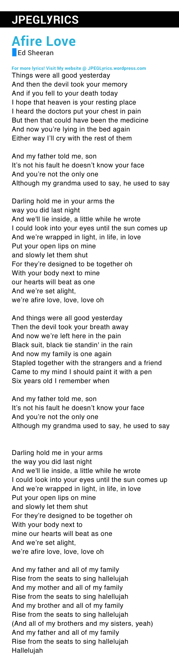 Afire Love By Ed Sheeran Lyrics – JPEG Lyrics