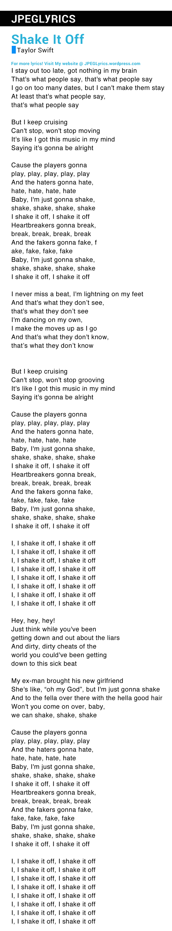 Shake It Up Song Lyrics Taylor Swift