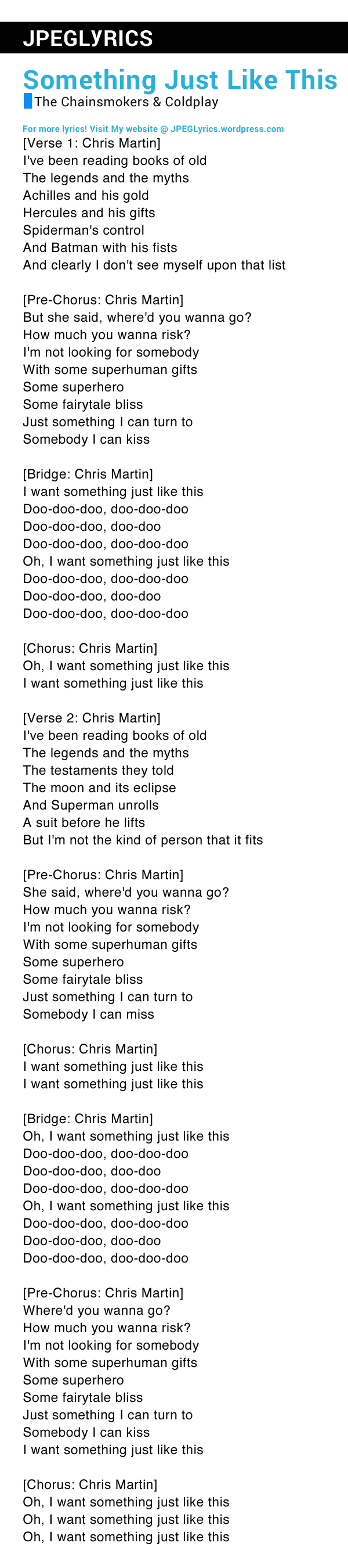 Something Just Like This By The Chainsmokers Coldplay Lyrics Jpeg Lyrics