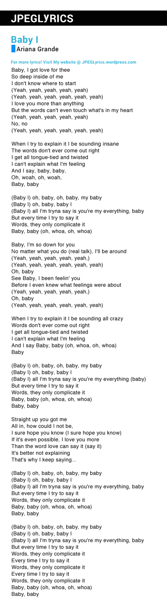 Baby I By Ariana Grande Lyrics Jpeg Lyrics